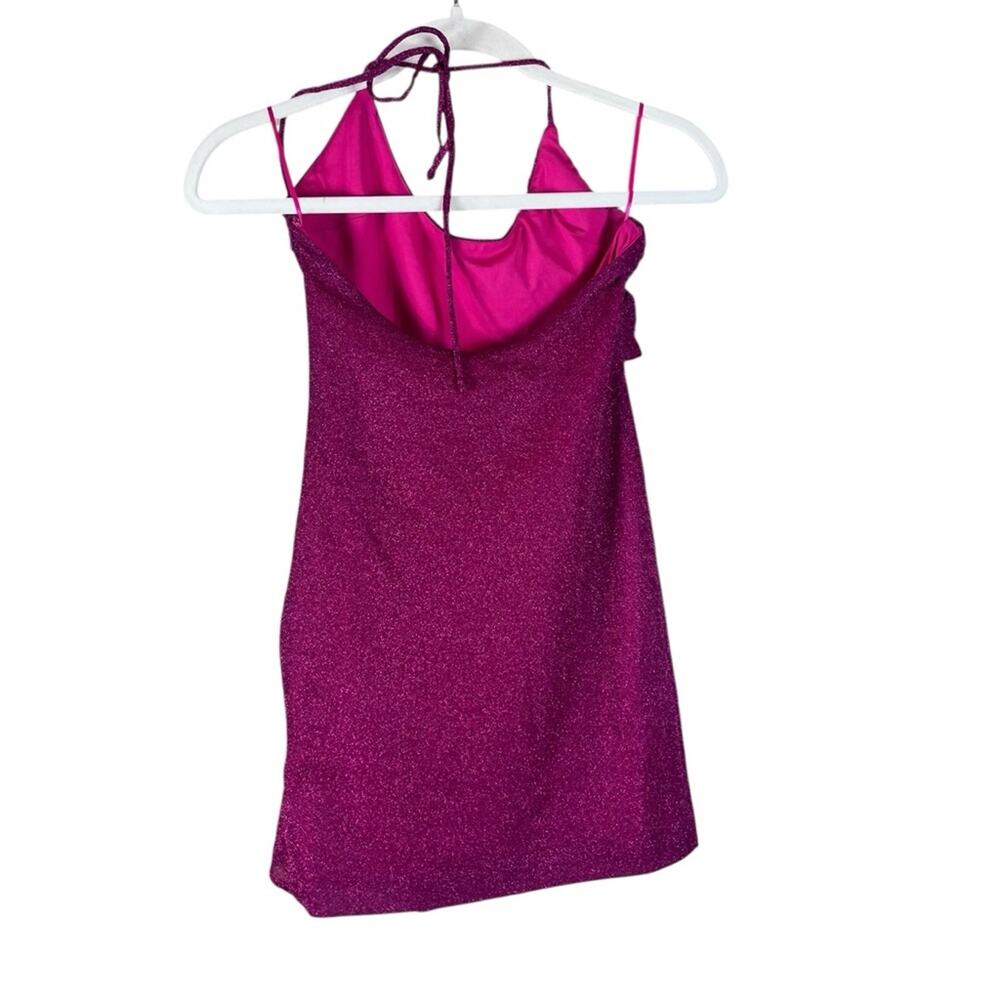 Meshki 2000s Collection Y2K Mini Dress Bodycon Going Out Glitter Shimmer Pink XS - Picture 4 of 12